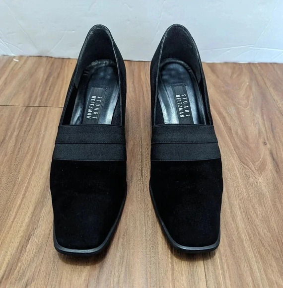Stuart Weitzman Suede Pump Shoes Women’s Size 9B Black Clog Heel 2W451469 - Picture 2 of 11